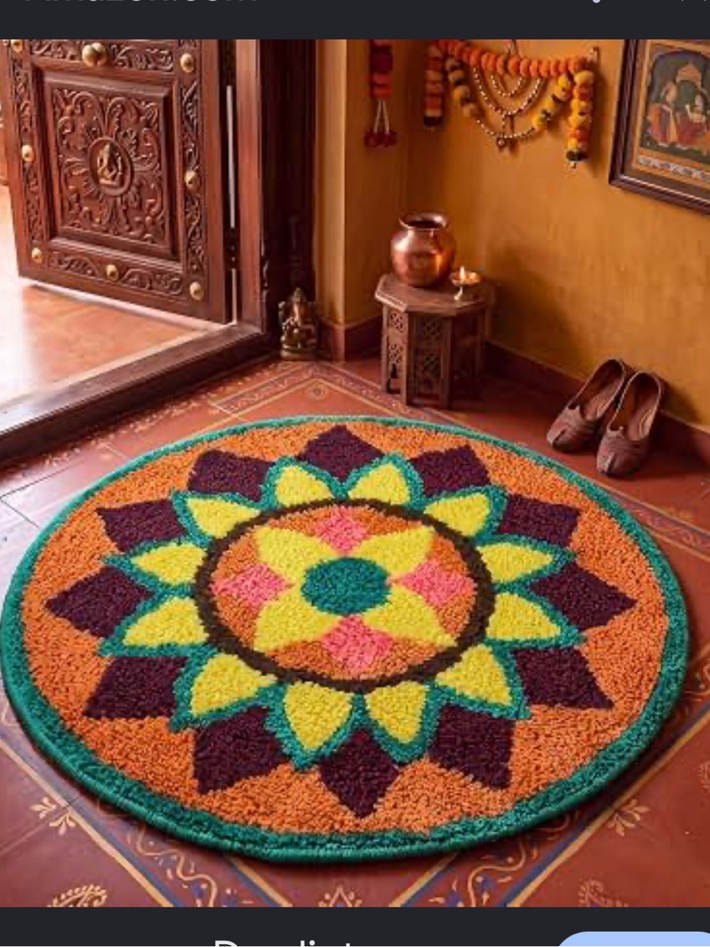 Drydiet Diwali Rangoli Mat Kolam Flower Mat Ganesh Chaturthi Decoration NWOT
